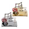 Stirling Engine Model Kit Early Educational Double Cylinder All Metal Wooden Base Stirling Engine Mo
