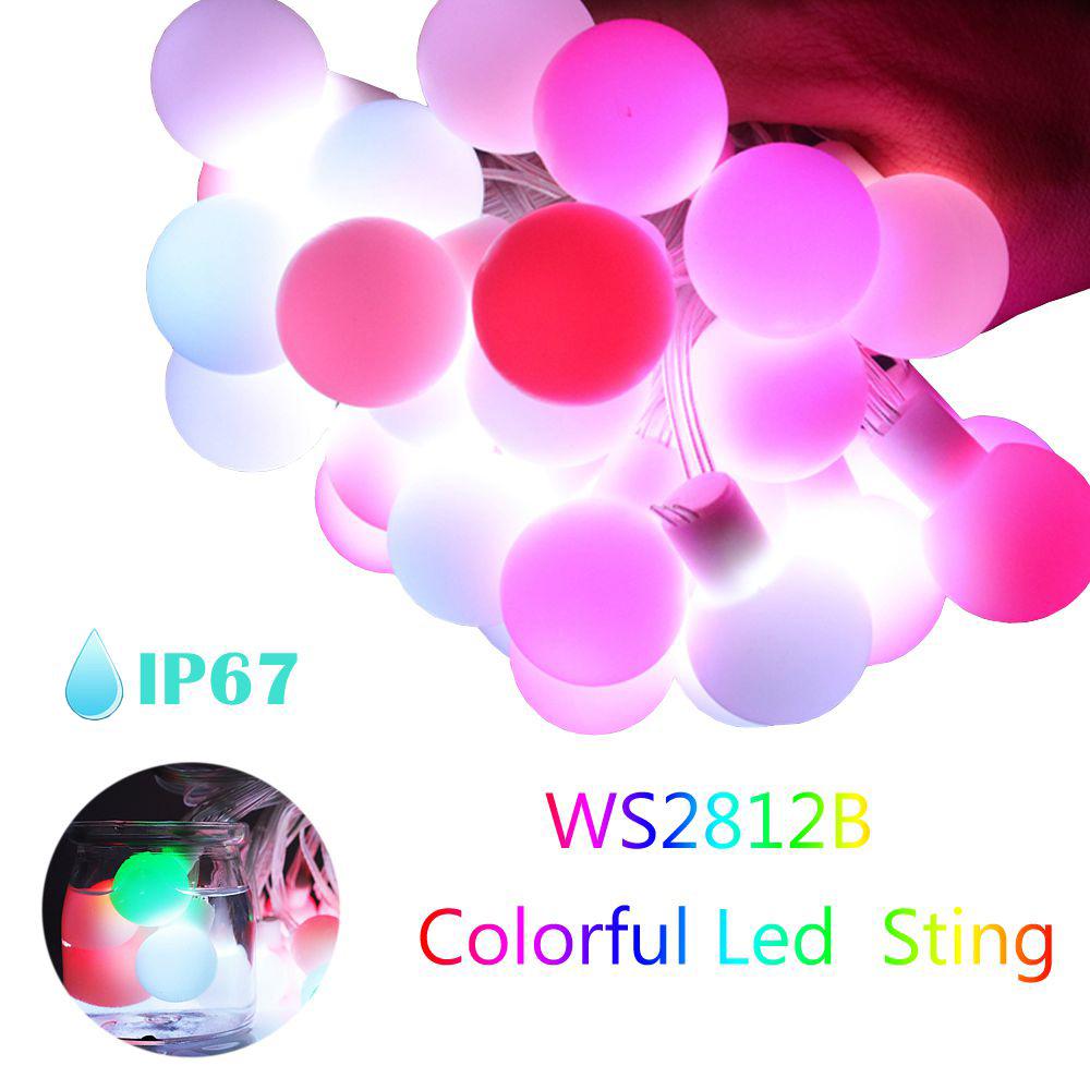 WS2812b LED Round Ball String Lights Addressable Individually Strip For  Holiday Outdoor Decor Christmas Party  Decoration DC5V