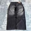 Southpole Y2K Streetwear Pantaloni di Jeans a Gamba Larga Uomo Donna Nero Grigio Lavato Vestibilità Larga Vita Media Taglio Dritto