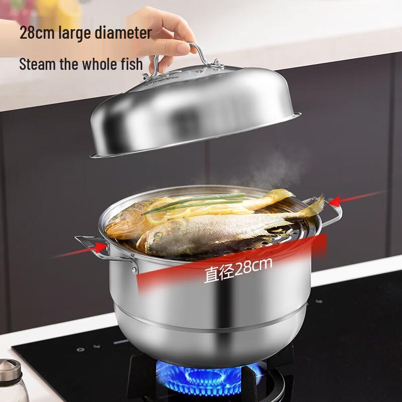 Longde 28cm dvoupatrový nerezový parní hrnec