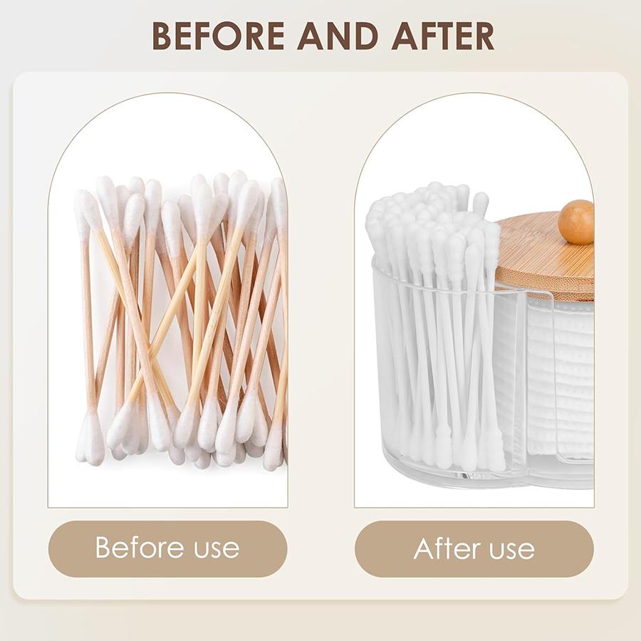 Cotton Pad & Swab Holder - Small Plastic Swab Dispenser with Lid, Bathroom Accessories Storage Organizer for Pads & Picks
