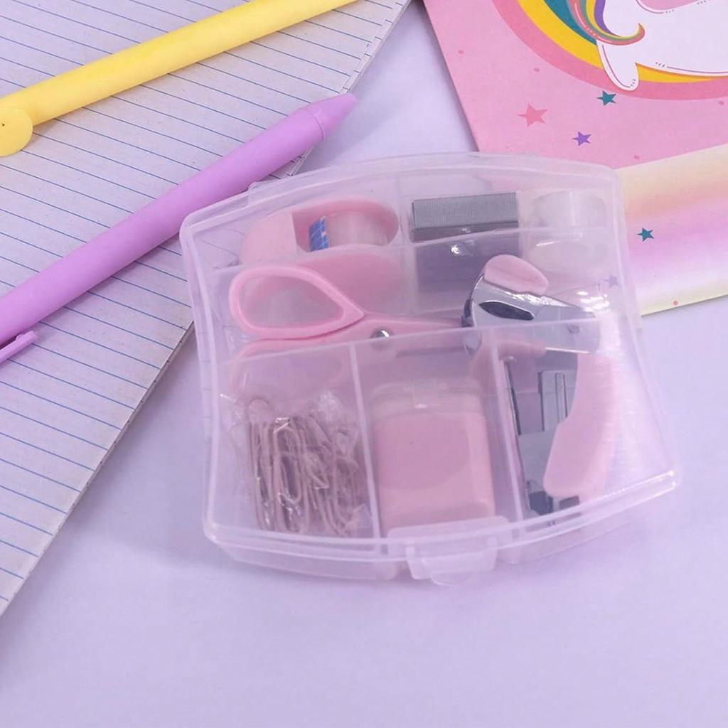 Přenosná mini kancelářská sada psacích potřeb s děrovačkou, odstraňovačem sponek