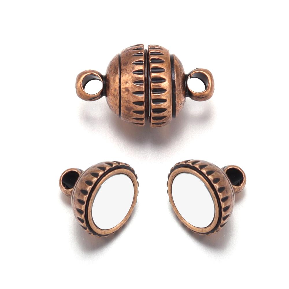 5Sets Round Copper Magnetic Clasps Fit Necklace Gold End Clasps Connector DIY Leather Bracelet Jewelry Making Supplies