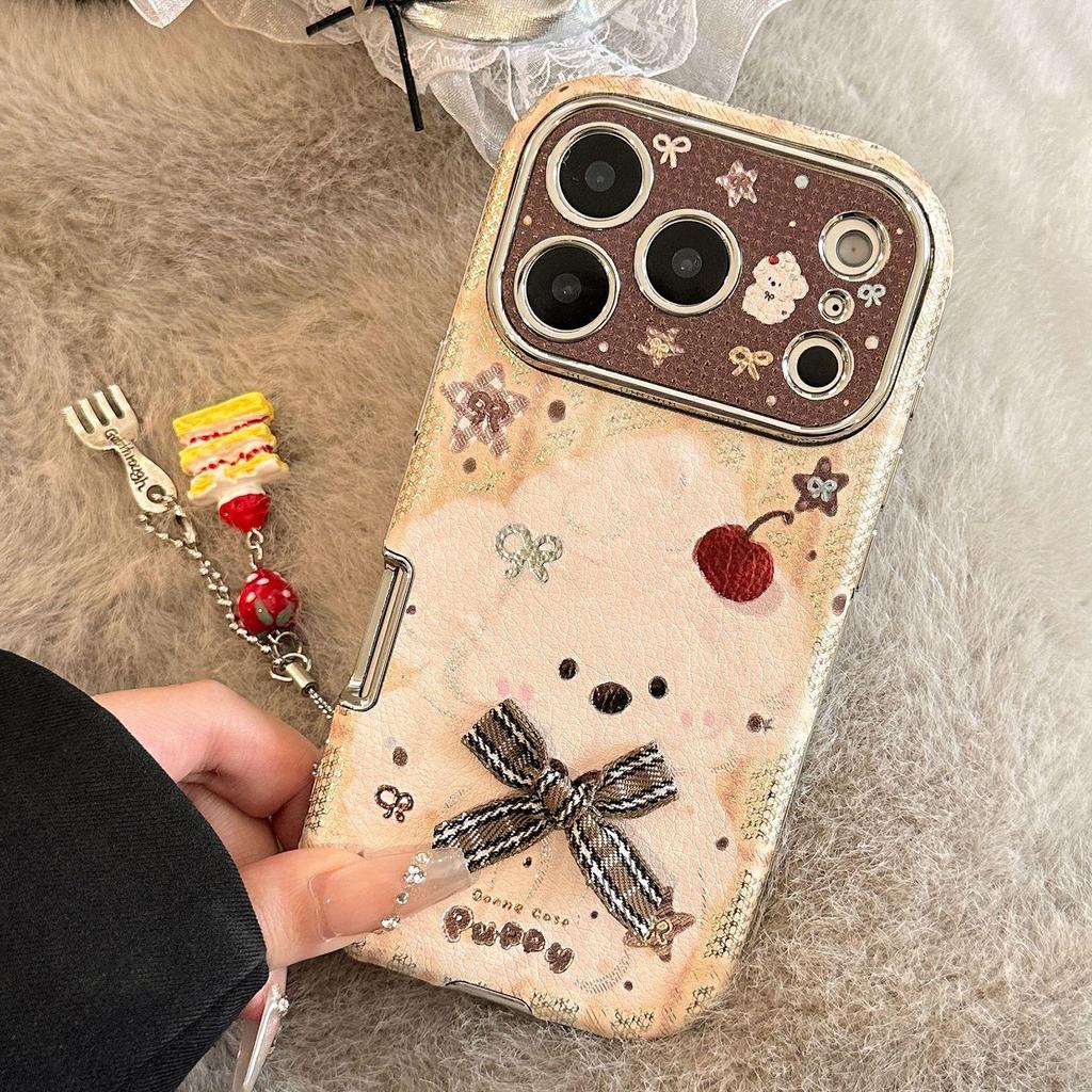 Uroczy Kreskówkowy Szczeniak z Muszką Etui na Telefon dla iPhone 15, iPhone 16, iPhone 17 Pro Max