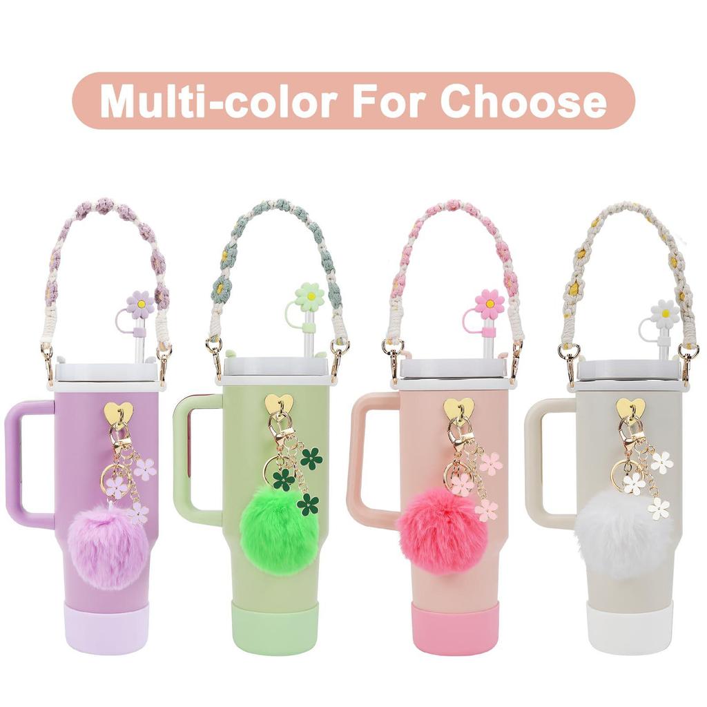 Accessori per la Stanley Cup Transfrontalieri: Set Portachiavi Fiori Colorati Fai da Te