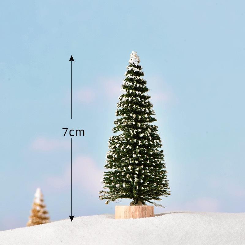 Mini Christmas Tree Ornament With Snow Frosted Design Cute Figurines For Tabletop Holiday Party Decor