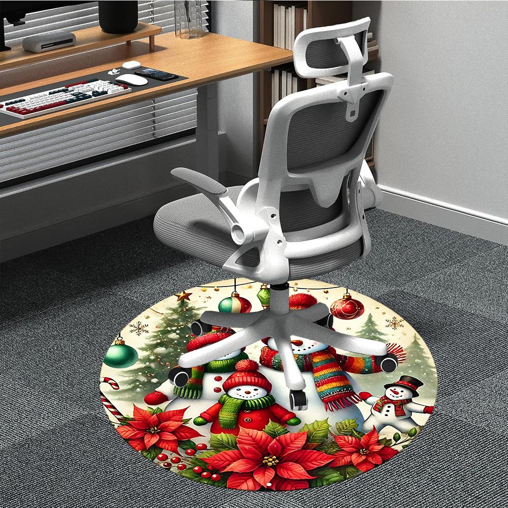 

1pc Snowman Family Chair Carpet for Office, Soft Comfortable Mat For Office, Living Room, Bedroom, Machine Washable Carpet yy251112041 80cm by 80cm