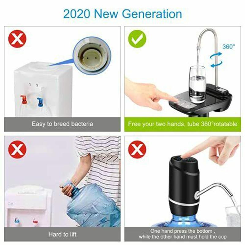 Dozator de apă electric, reîncărcabil prin USB, portabil, electric, automat, pompă de apă, găleată, dozator de sticle, automat pentru bucătărie