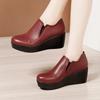 Small Size 32-43 Elegant Deep Mouth Soft Leather Shoes Women Platform 2025 Winter Med Heels Wedges Ankle Boots with Fur