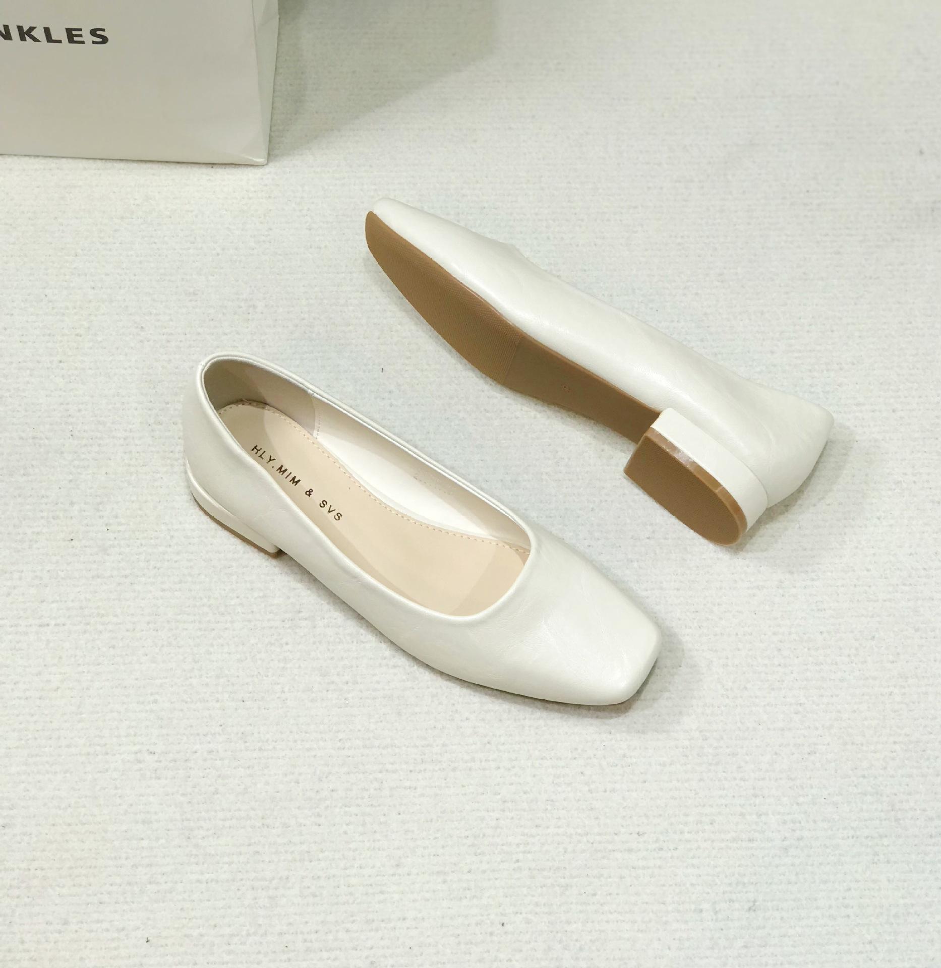 

G3760-55 French light mouth single shoes new autumn thick heel medium heel single shoes square head simple workplace fashion women s shoes 40 абрикосовий