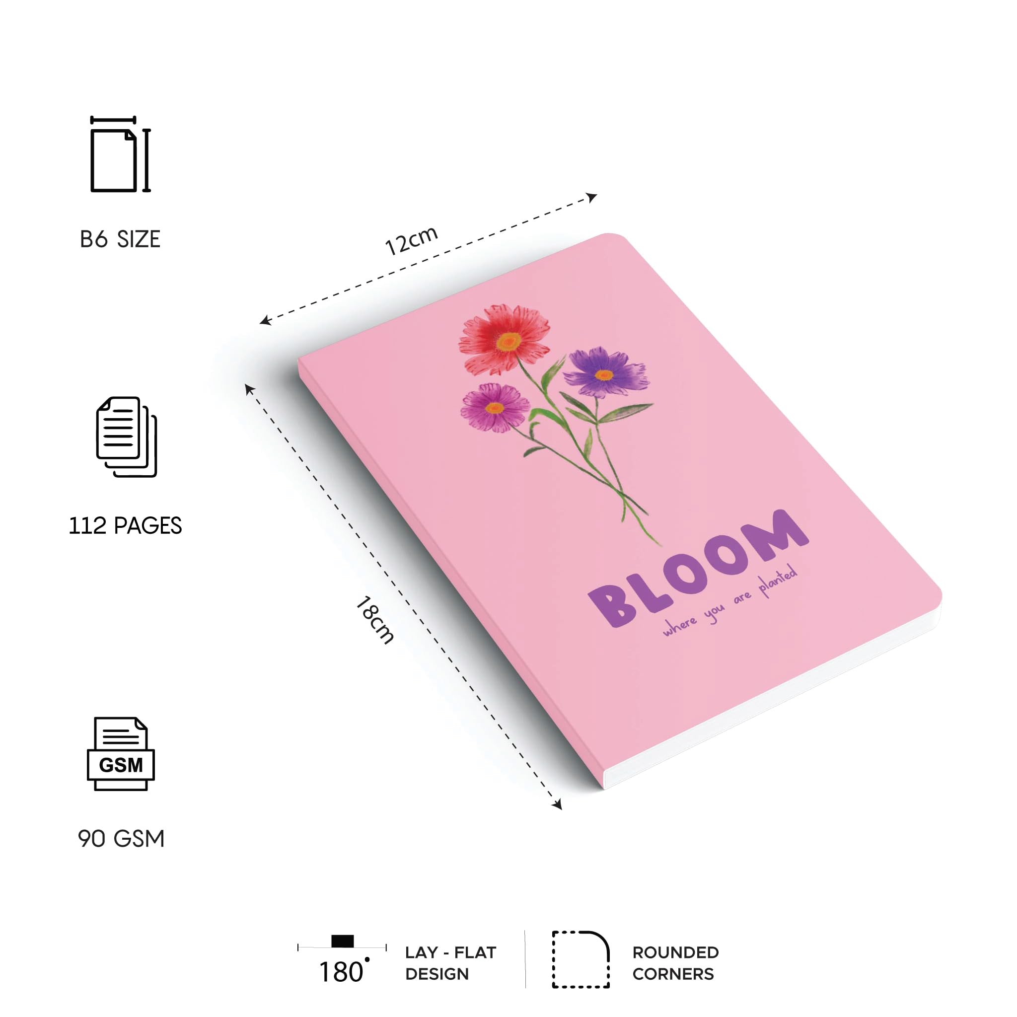 Factor Notes Notebook: 90 Gsm, B6, Ruled, 112 Pages Journal Diary (Bloom Planted)
