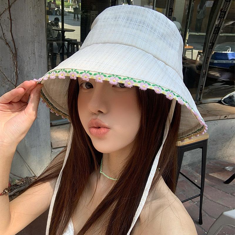 Bucket hat women's summer UV protection atmosphere big head circumference small face hat sun hat sun protection