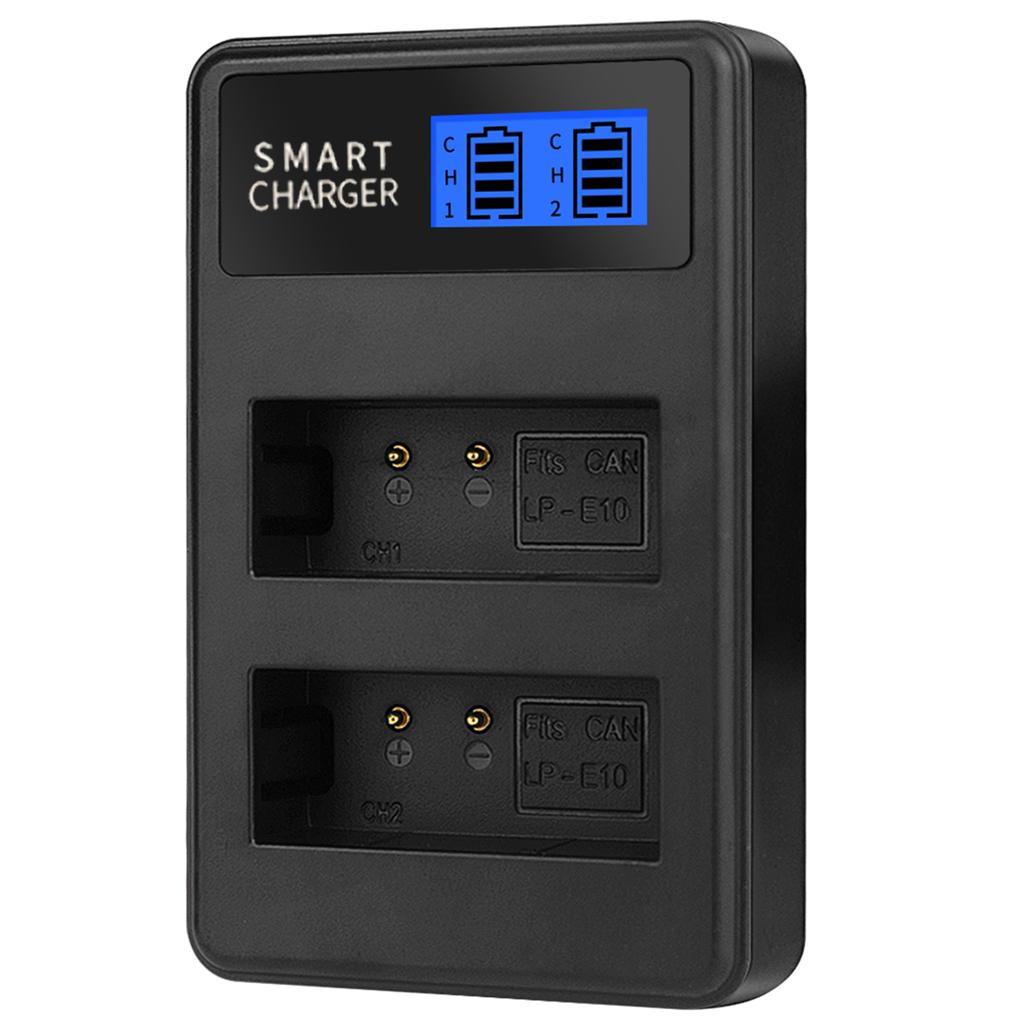 LP-E10 LPE10 LP E10 Dual Channel USB Battery Charger with LCD Screen for EOS 1100D 1200D EOS Rebel T3 EOS Rebel