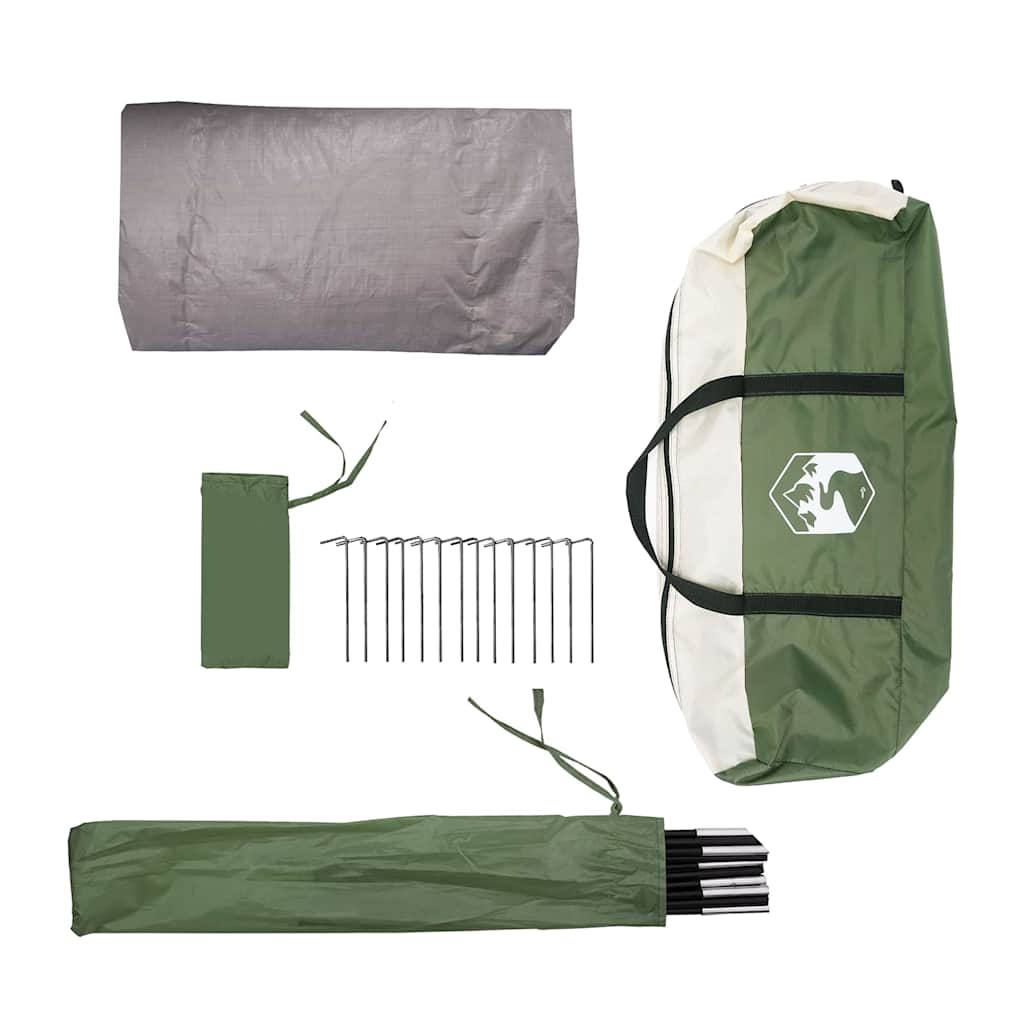3 Person Tunnel Tent in Green and White 328 x 228 x 115 cm