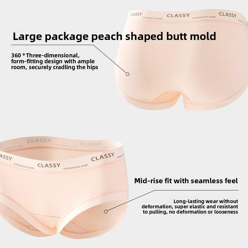 Ladies Spring and Autumn Cotton Breathable Non Trace Antibacterial Extended Crotch Waist Triangle Briefs
