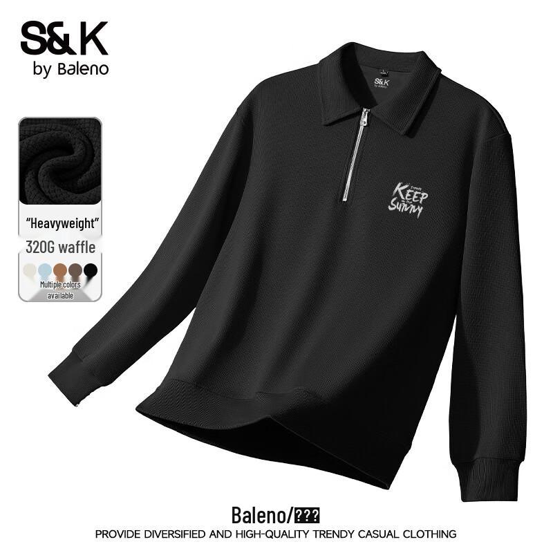 Baleno S&K Men's Polo Collar Waffle Knit Sweatshirt
