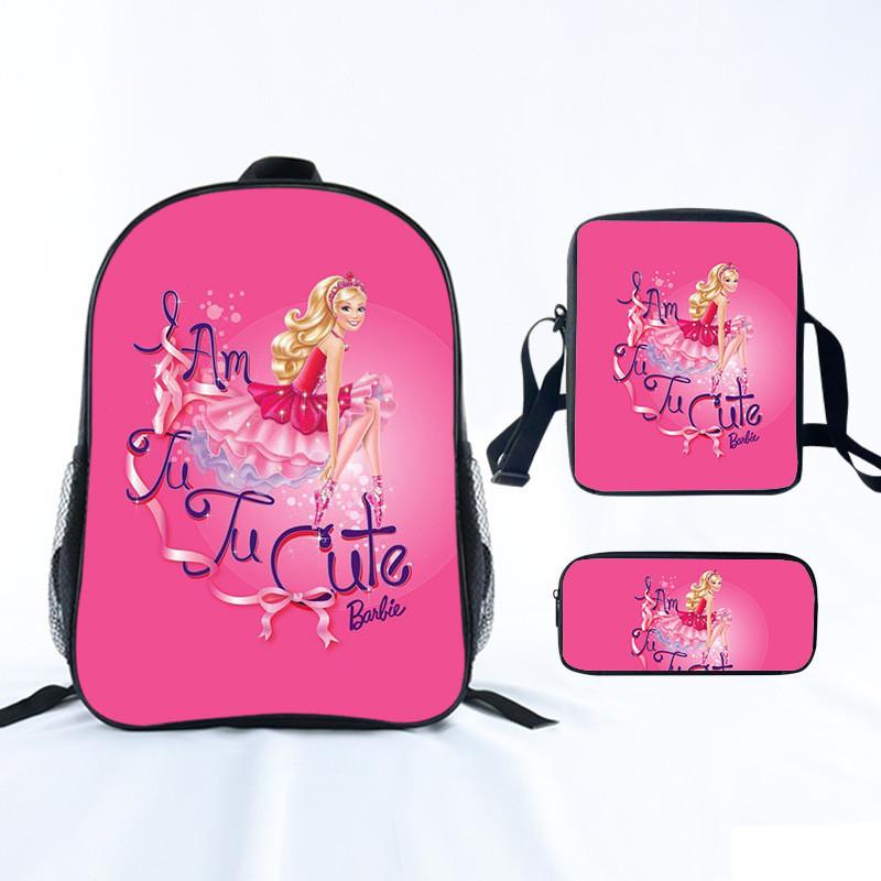 Barbie Princess School Bag Threepiece Set With Oxford Fabric For Girls Student Use