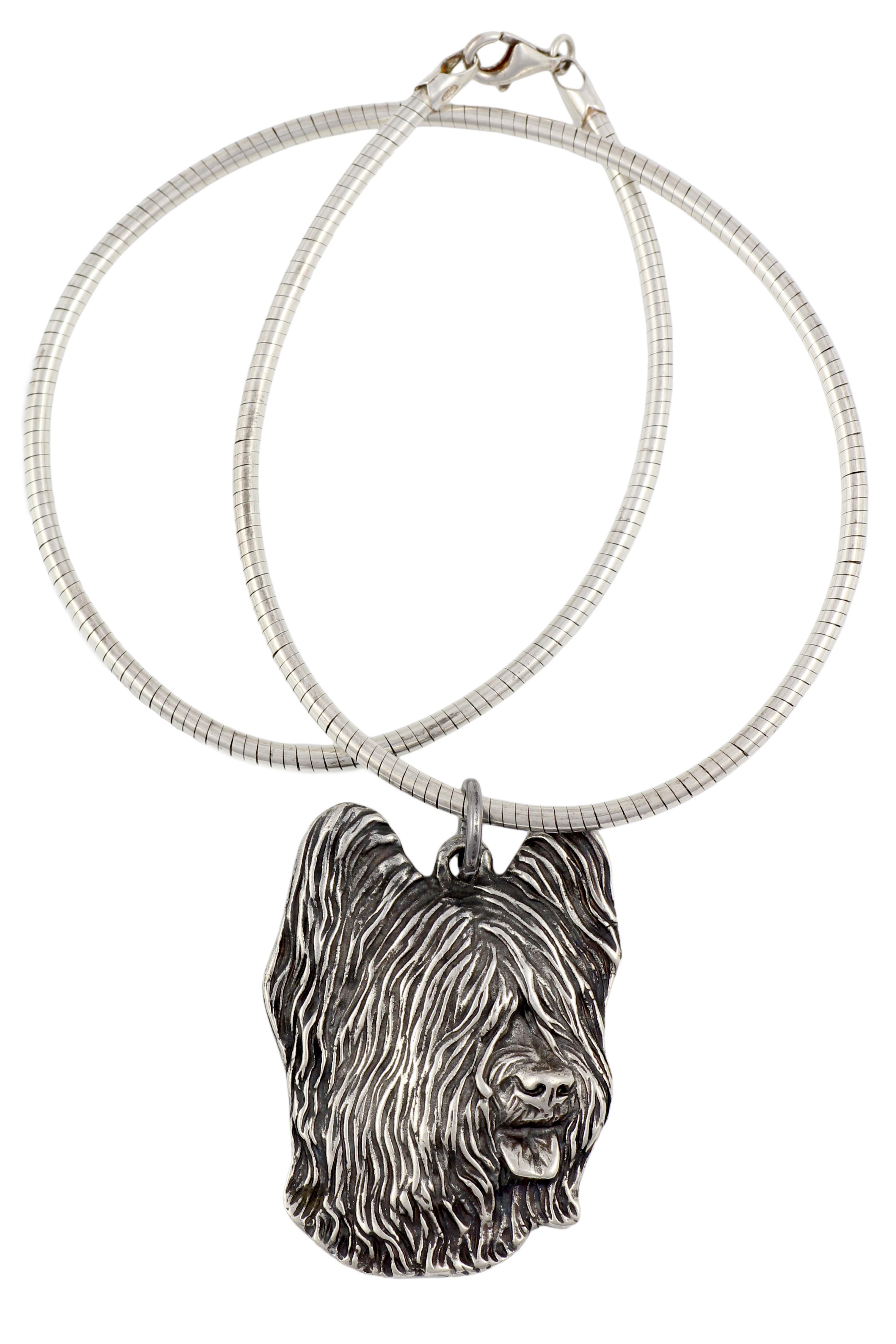 

Briard, Berger de Brie - Dog necklace, unique jewellery for the dog fan, unique adder pendant by Art-Dog brand срібний