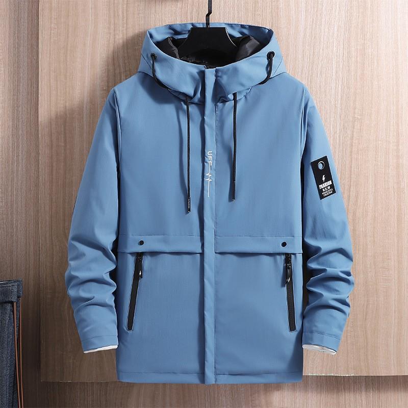 Trench da uomo con cappuccio per primavera e autunno, giacca casual comoda impermeabile