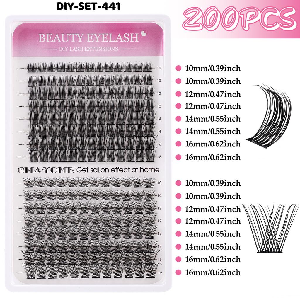 Natural Dense C-Song Single Cluster False Eyelashes 10-16Mm Mixed Diy Segmented Multi-Hair Eyelashes