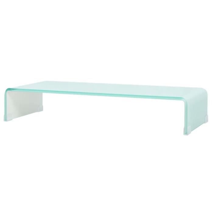 VidaXL Meuble TV/ Support pour moniteur 70 x 30 x 13 cm Verre Blanc