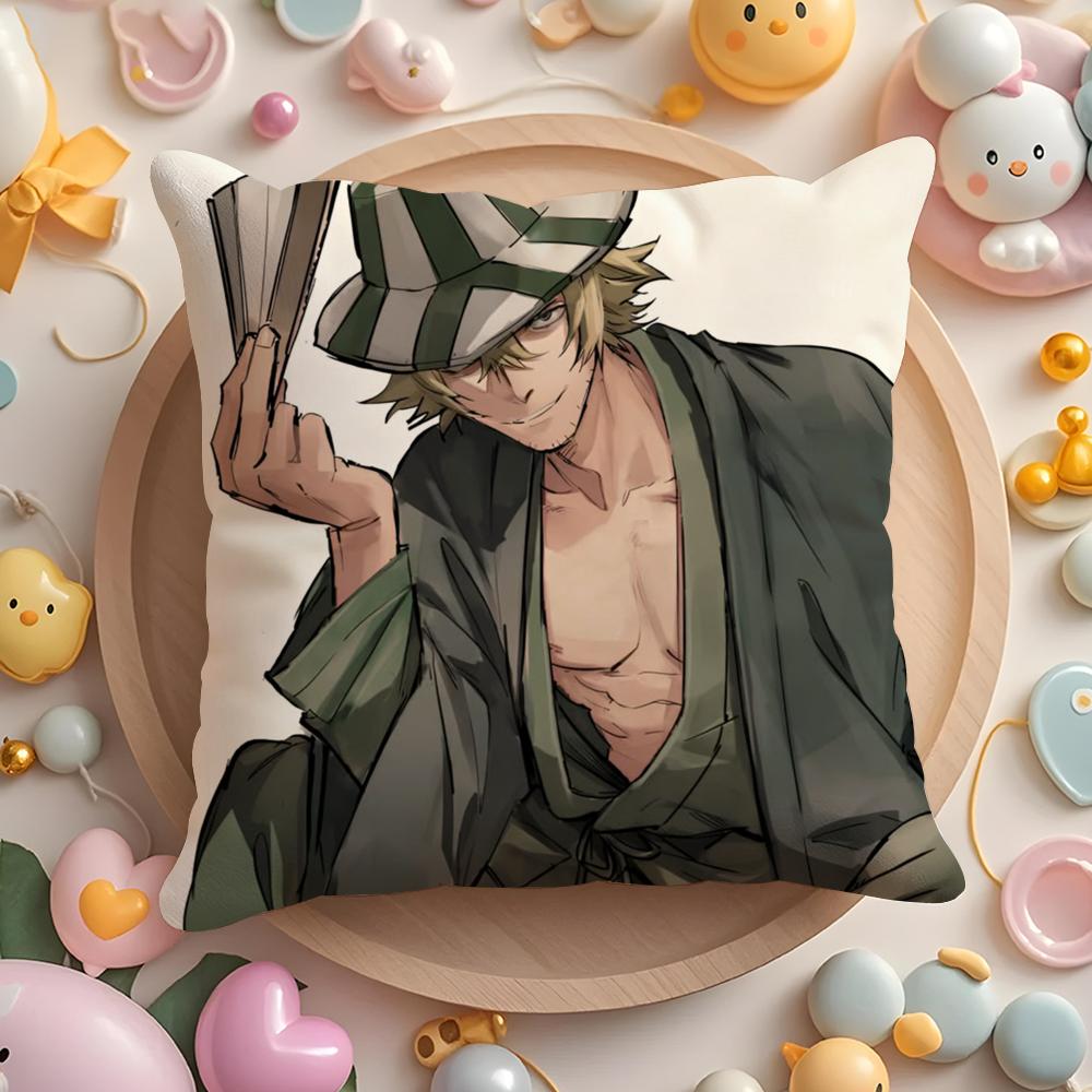 Epc B-Bleach Kisuke U-Urahara Cushion Cover Plush Fabric Soft Double-Sided Printed Sofa Warm Winter Home Gift Pillow Cover