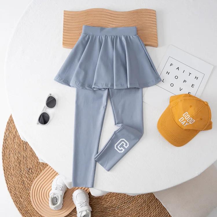 

Юбка-шорты для девочек, новые детские брюки-кюлоты, облегающие эластичные брюки, поддельные леггинсы из двух частей для йоги, повседневные леггинсы для подростков, школьные танцевальные колготки для детей 4–12 лет 160cm синий