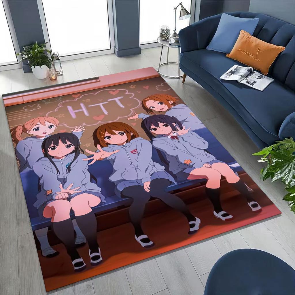 Anime K-ON Kawaii Girl Hirasawa Yui Music Cartoon Rug for Bedroom Living Room Sofa Home Doormat Decor,Kids Non-slip Floor Mat