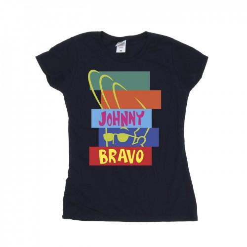 

Johnny Bravo Womens/Ladies Rectangle Pop Art Cotton T-Shirt білий