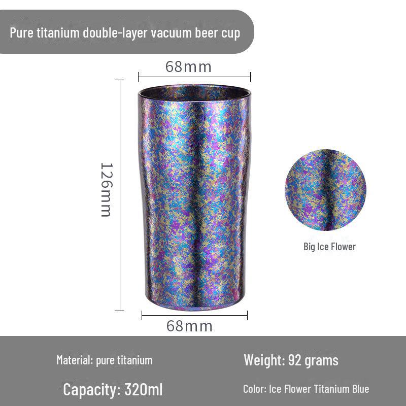 

Двухслойная пивная кружка из чистого титана с изоляцией — стильная, удобная кружка для напитков с большим горлом 320ml