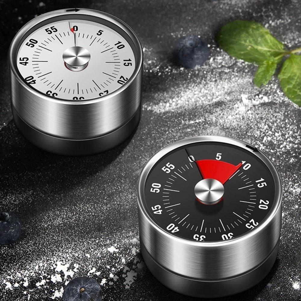 Magnetic Mechanical Timer Stainless Steel Alarm Clock Multifunctional Rotating Timer  Study