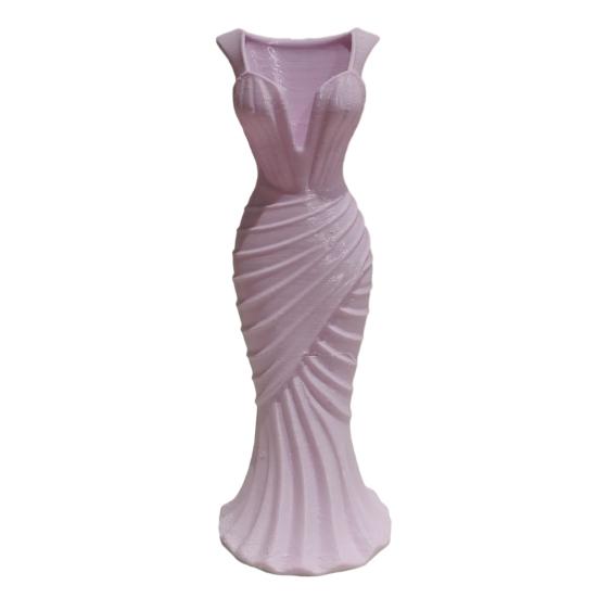 Mermaid Dress Vase Evening Vase, Elegant 3D Printed Lightweight Plastic Decorative for Home Table Shelf Decor
