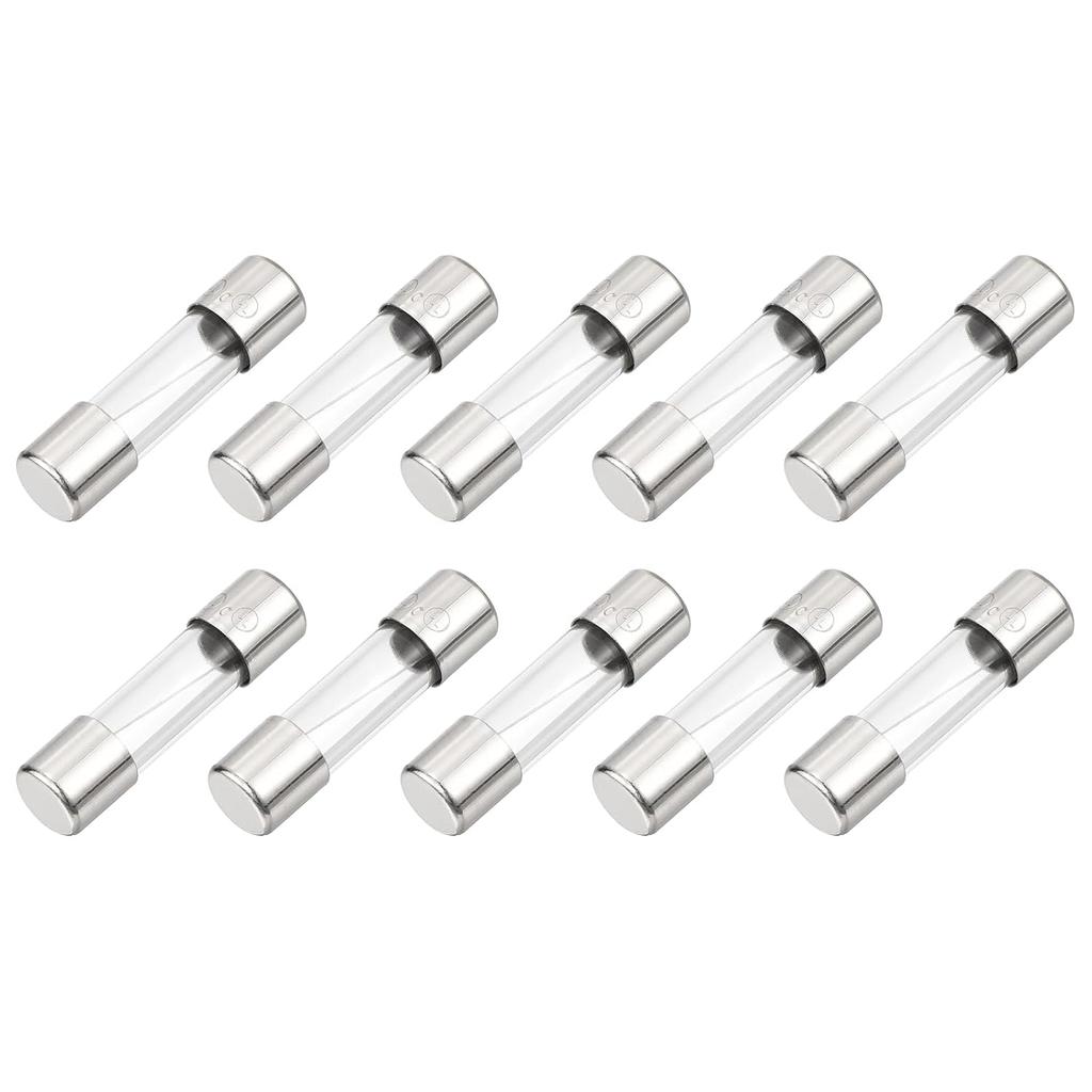 MECCANIXITY 10 Pcs Fast Blow Glass Fuse 5A 125V 5x20mm Glass Tube Fuses Fast-Acting Fuses for PCB Board Electronic Devices Home Appliances Light