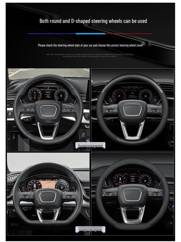 Genuine Leather Non-Slip Steering Wheel Cover for Jaguar XF, F-PACE, XEL, XFL, XJ, XE – All Seasons