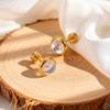 Stainless Steel Moonstone Stud Earrings for Women,Exquisite Elegant Earrings,Gold Color Helix Piercing Jewelry Birthday Gifts