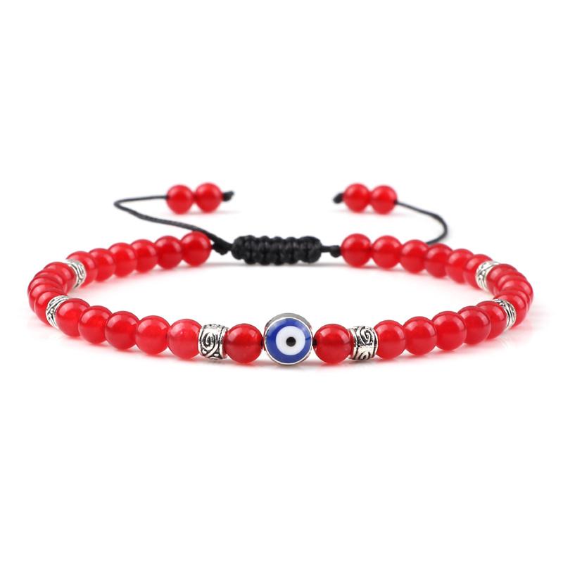 Lucky Evil Eye Bracelet Men Natural Stone 4mm Tiger Eye Lava Agates Beads Adjustable Braided Bracelets&Bangles Jewelry for Women