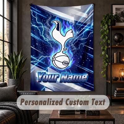 Tapeçaria de Parede Personalizada, Texto Personalizado do Tottenham Hotspur FC, Arte de Parede em Tecido Macio Para Decoração de Interiores