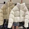 Premium white duck down hooded down jacket women's short winter fashion sweet loose small bread jacket