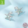 Symphony Stone Inlaid Starfish Stud Earrings S925 Silver Cross-Border Fashion Ear Jewelry