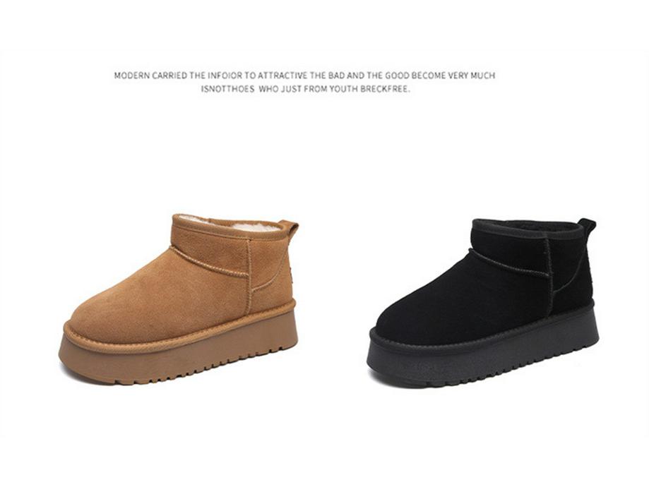 Unisex Genuine Leather Thick-Soled Snow Boots - Versatile Winter Warm Short Boots for Women and Couples