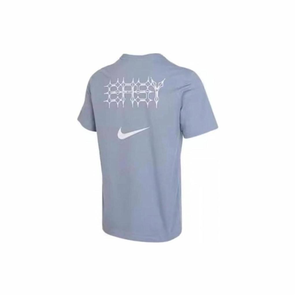 Nike Logo Printed Crew Neck Short Sleeve T-Shirt for Men Blue