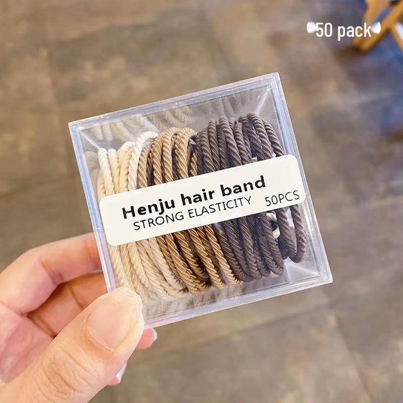 

Корейские резинки для волос с высокой резинкой - 50 штук в упаковке, простой дизайн из твила для женских хвостиков