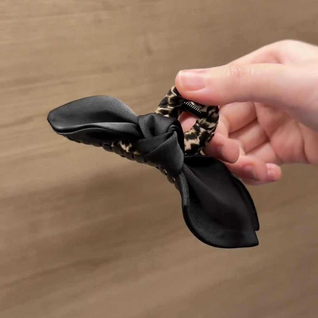 2025 Leopard Print Bow Large Hair Clip: Stylish Updo Shark Clip
