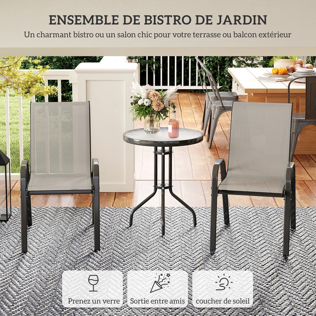 Three-Piece Outdoor Garden Set - Light Grey