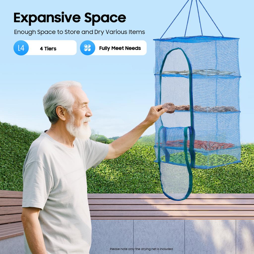 4 Layers Drying Net Herb Dryer Foldable Mesh Hanging Herb Drying Net Foldable for Clothes, Fruit, Vegetables, Fish