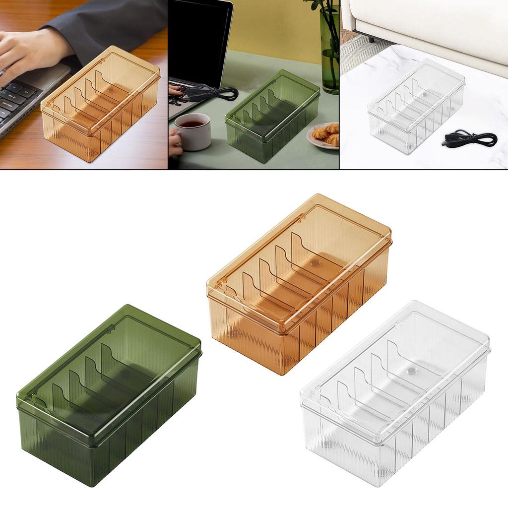 Cable Box, Management Box with Compartments for Office Desk