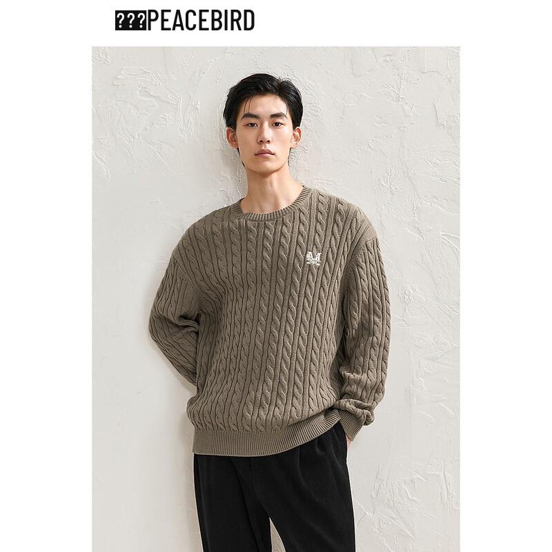 

Peacebird Men s Textured Knit Round Neck Pullover Sweater XL