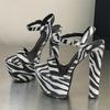 New Design Leopard Print Platform Women's Sandals Summer Fashion Buckle Strap Chunky High Heels Ladies Shoes