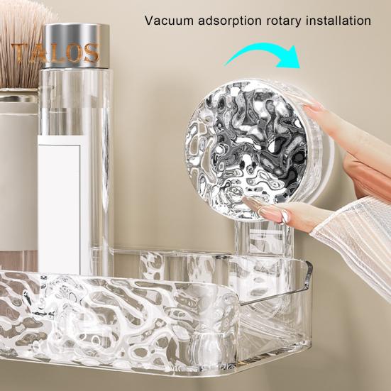 Bathroom Storage Rack with Hooks Transparent Wall-mounted Punch-free Self-adhesive Great Load Bearing Anti-slip Cosmetic Toothpaste Sink Oaganizer