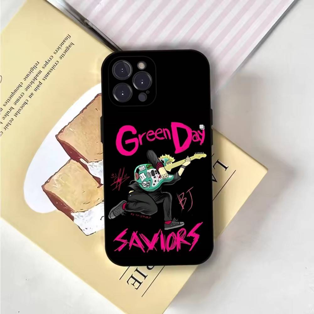 G-Green Day Phone Case For iPhone 6,17,16,15,14,13,12,11 Plus,Pro Max,XS,X,XR,SE,Mini,8,7,Soft Silicone Black Cover
